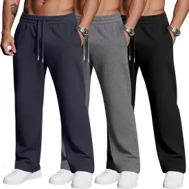 3 Pack Men's Big and Tall Sweatpants Athletic Workout Lounge Pants Plus Size Drawstring Joggers with 3 Pockets