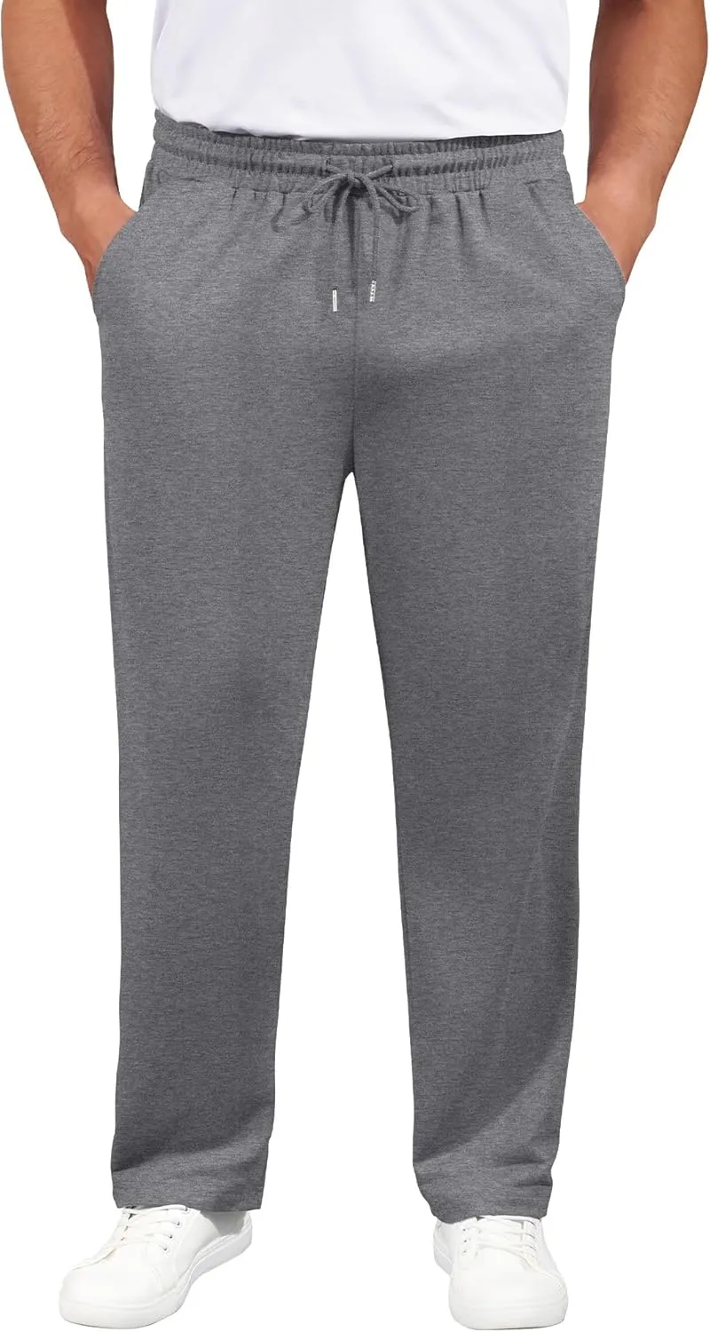 3 Pack Men's Big and Tall Sweatpants Athletic Workout Lounge Pants Plus Size Drawstring Joggers with 3 Pockets