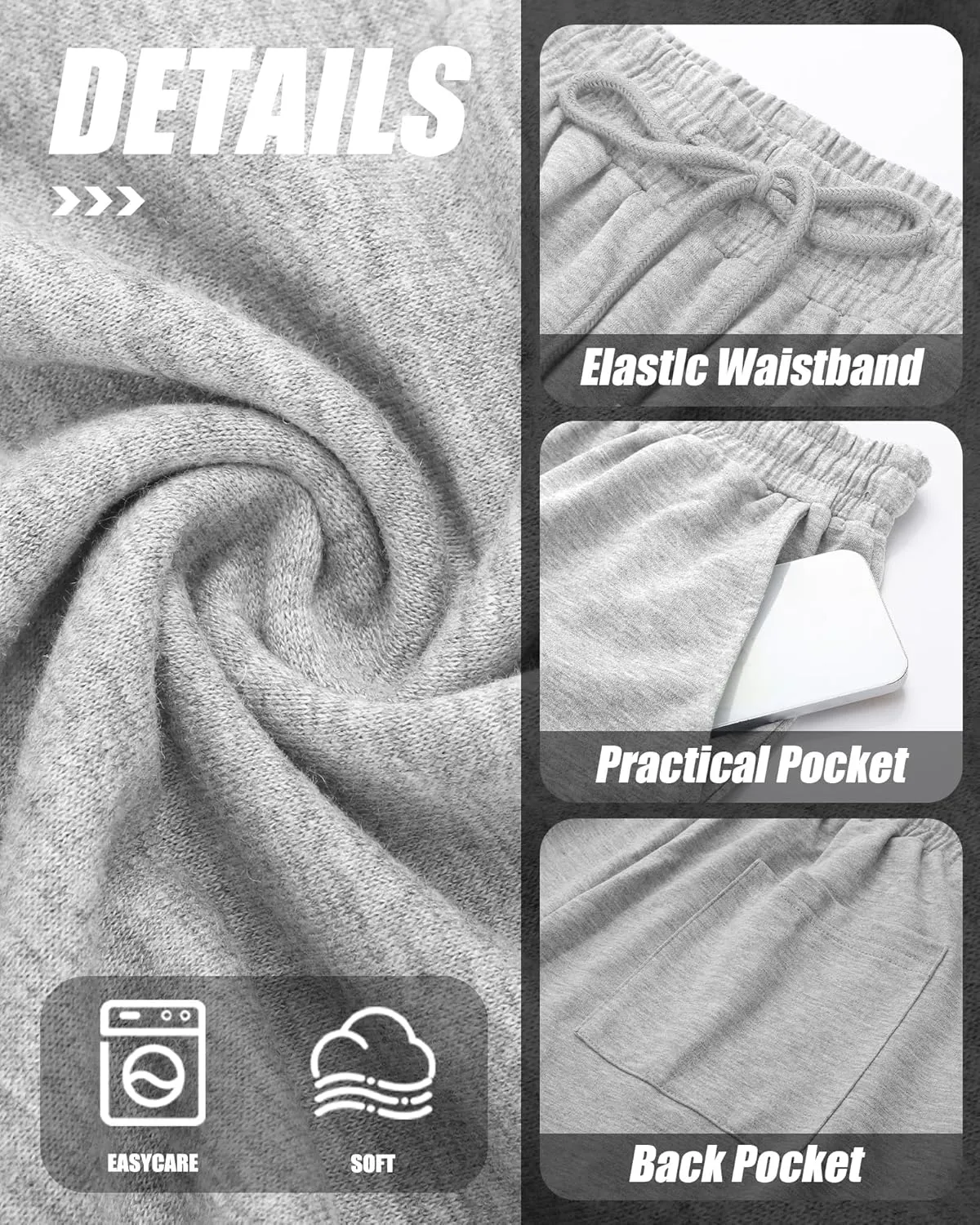 3 Pack Men's Big and Tall Sweatpants Athletic Workout Lounge Pants Plus Size Drawstring Joggers with 3 Pockets