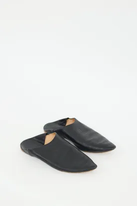 Black Leather Pointed Toe Convertible Flat
