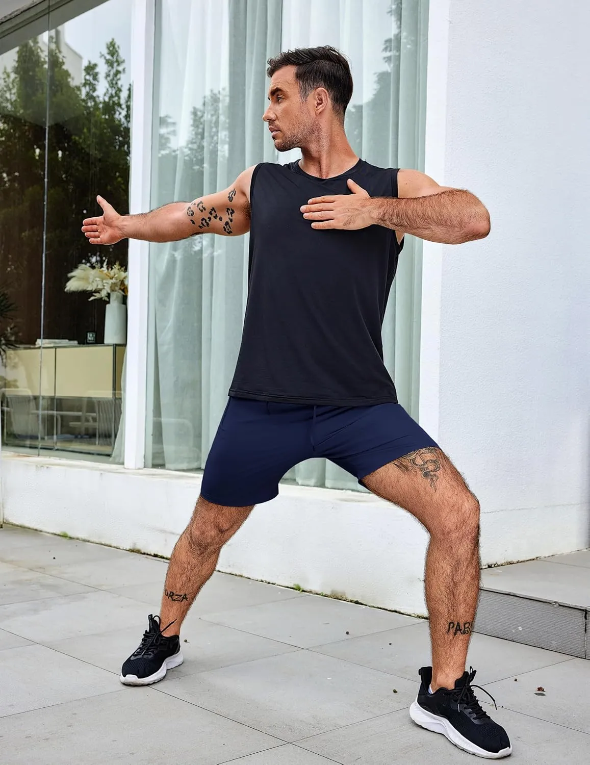COOFANDY Men's 2 Pack Workout Gym Shorts 7 Inch / 5 Inch Athletic Shorts Lightweight Casual Jogger Short with Zipper Pockets
