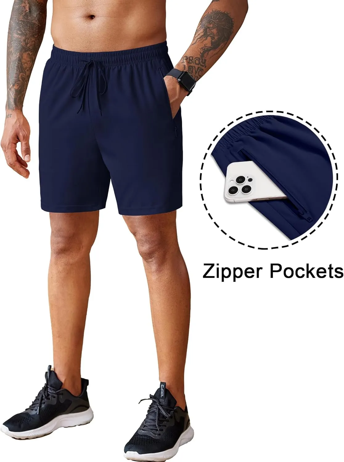 COOFANDY Men's 2 Pack Workout Gym Shorts 7 Inch / 5 Inch Athletic Shorts Lightweight Casual Jogger Short with Zipper Pockets