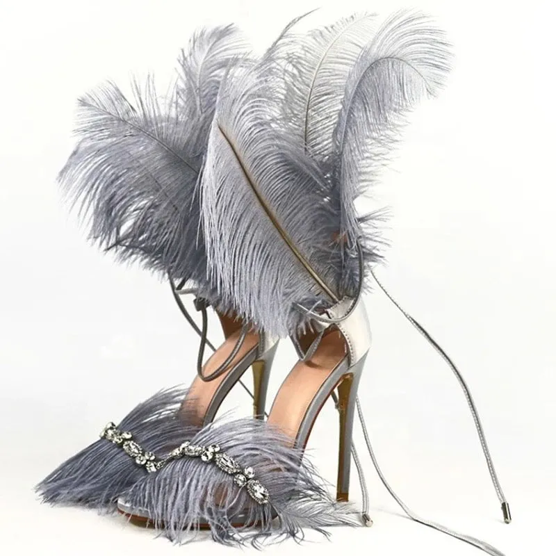 Crystal Tassels Feather Sandals