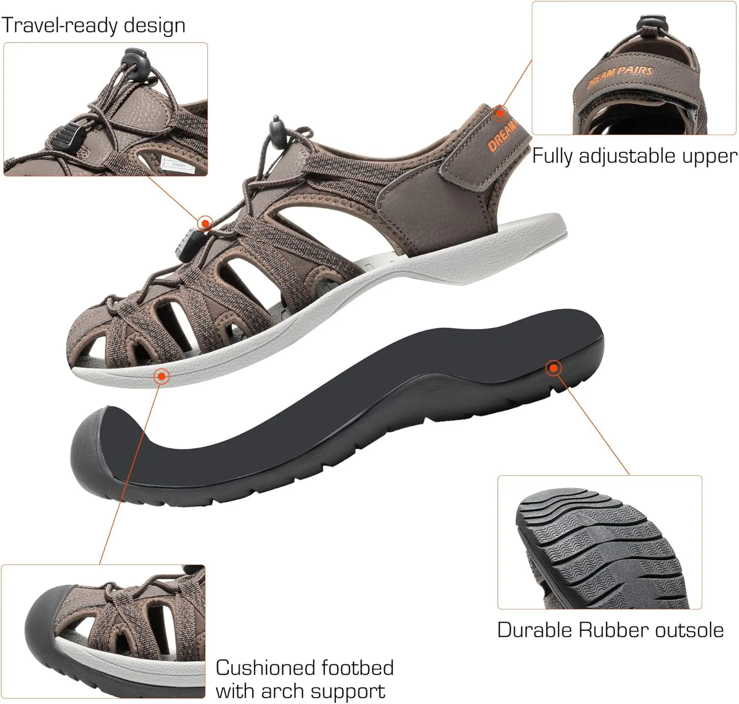 DREAM PAIRS Men's 160912-M-NEW Adventurous Summer Outdoor Sandals