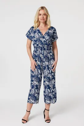 Floral V-Neck Cropped Jumpsuit