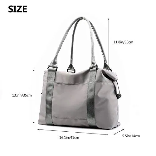 Forestfish Carry On Luggage Bag Sports Gym Bag Travel Duffel Bag, Grey