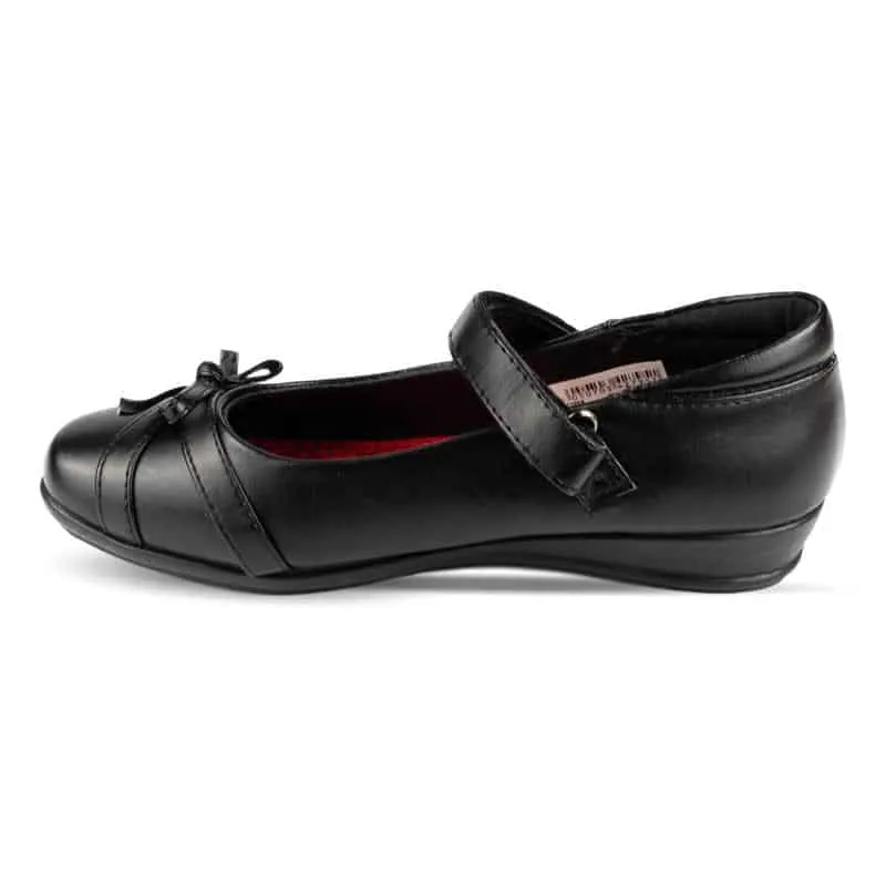 Girls Black Touch Fasten School Shoe