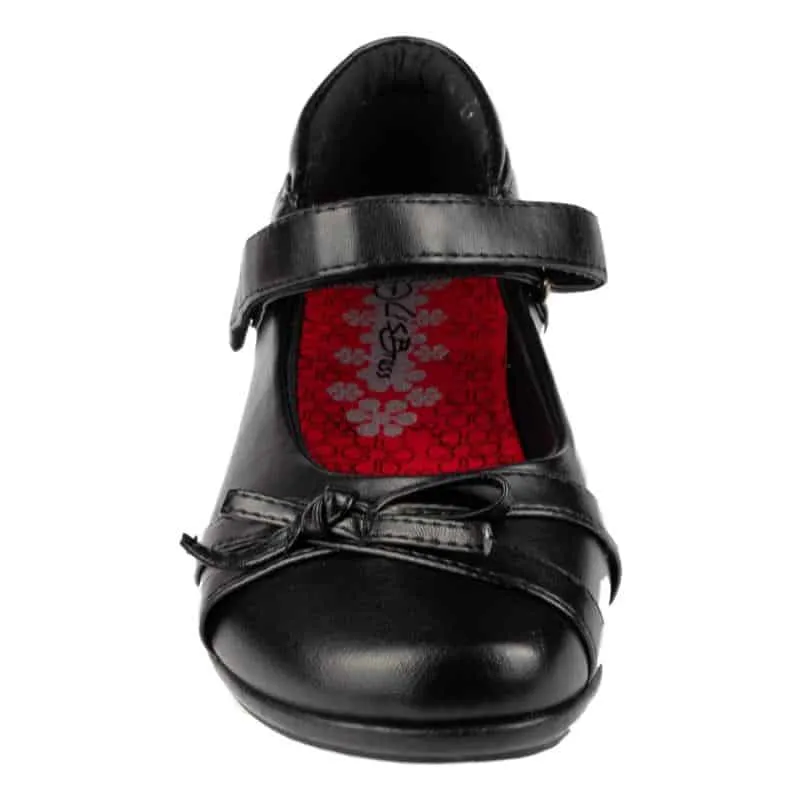 Girls Black Touch Fasten School Shoe
