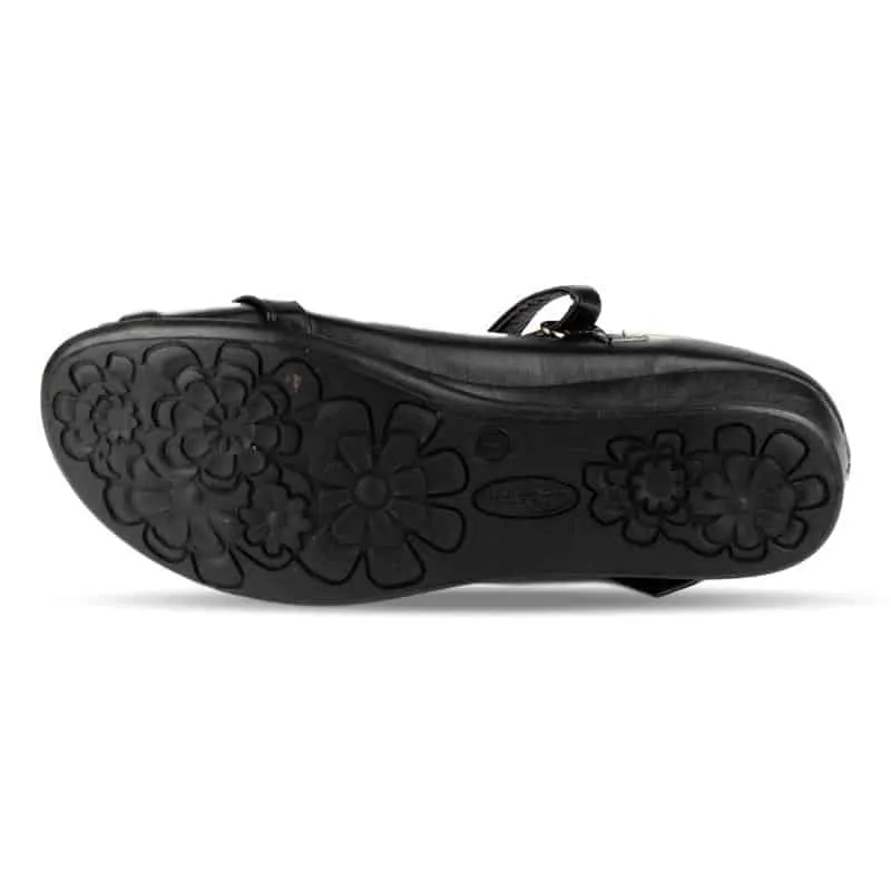Girls Black Touch Fasten School Shoe