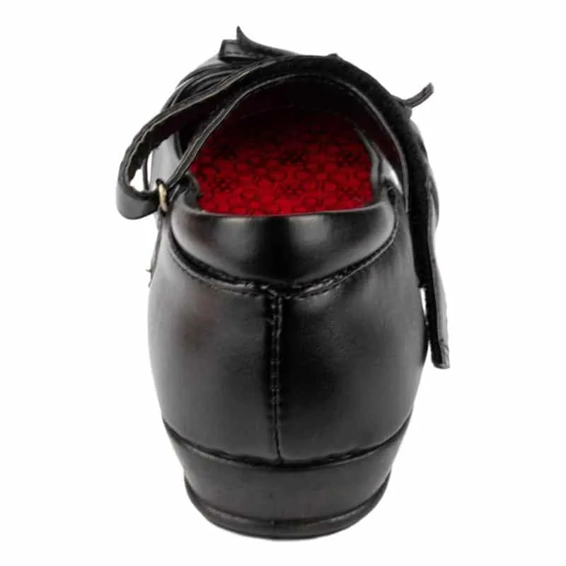 Girls Black Touch Fasten School Shoe
