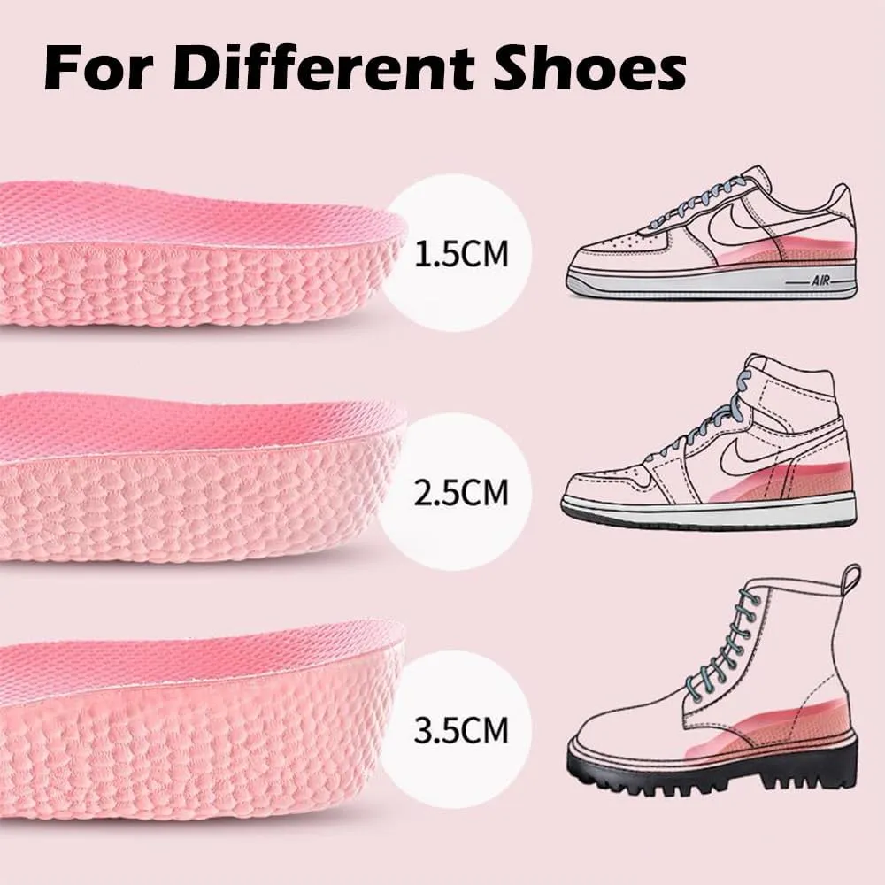JADE KIT Height Increase Insoles for Women - Foot Arch Contour Shoes Lifts for Women Orthopedic Heel Lift Cushion Gel Leg Discrepancy Balancer, Women's Size 8-10 (1.5 Inch)
