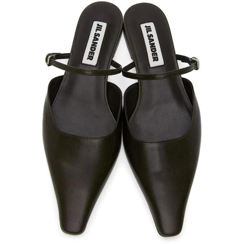 Jil Sander Brown Open Back Ballerina Flats