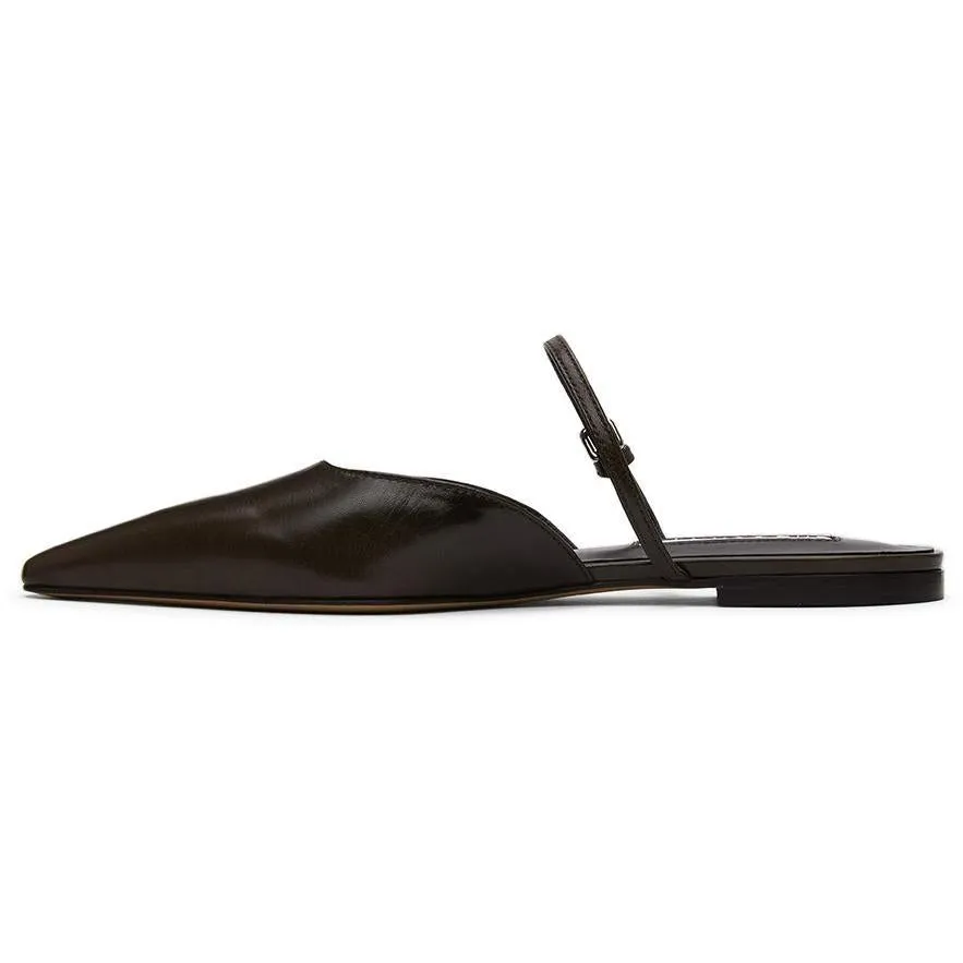 Jil Sander Brown Open Back Ballerina Flats