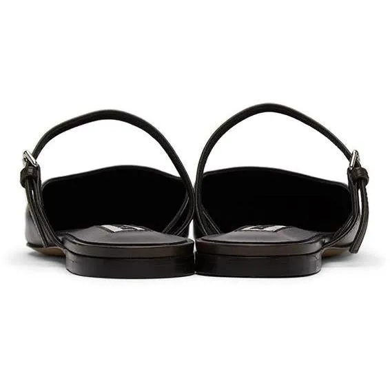 Jil Sander Brown Open Back Ballerina Flats