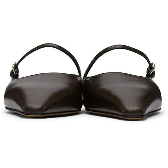 Jil Sander Brown Open Back Ballerina Flats