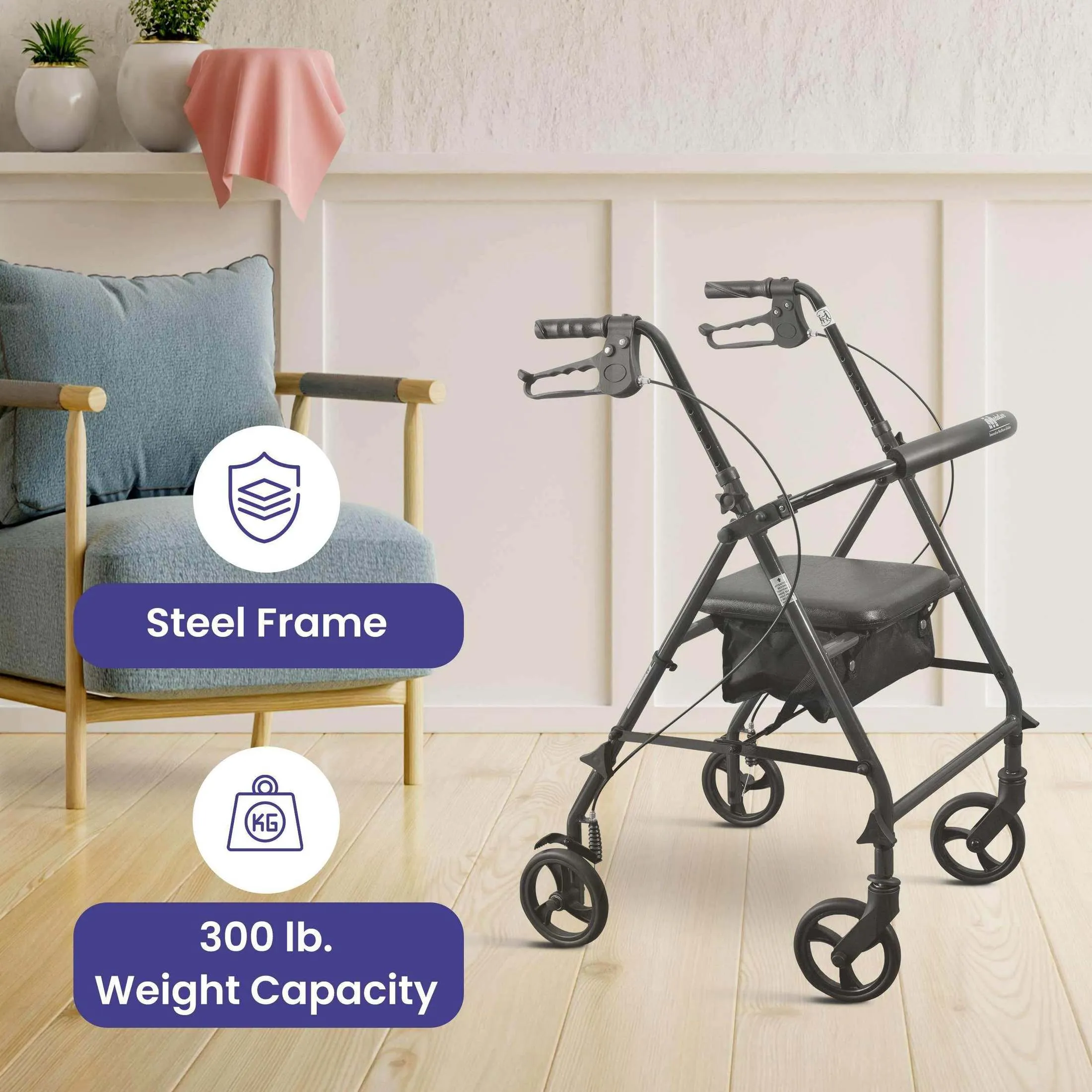 Medacure Steel Rollator Walker with Seat