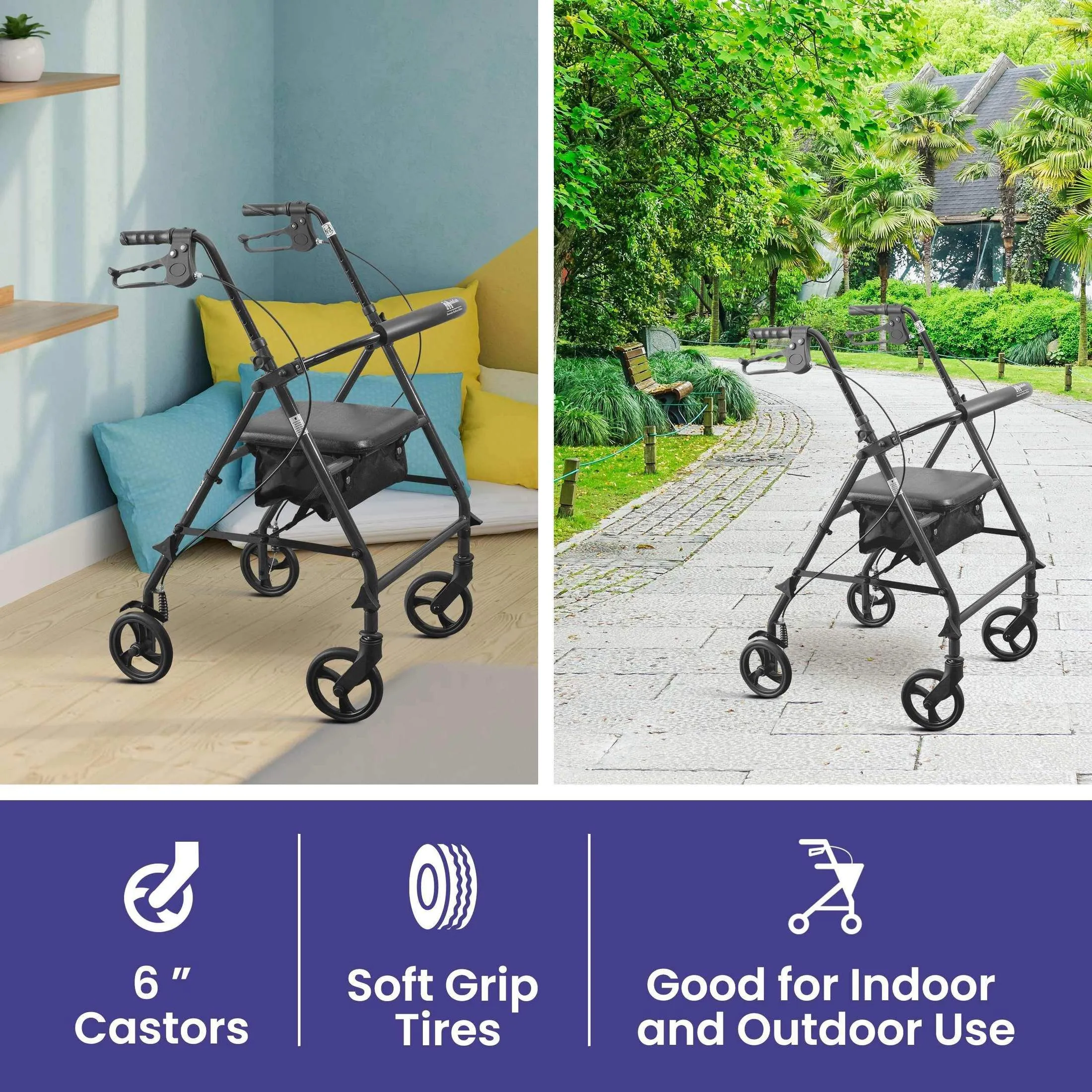Medacure Steel Rollator Walker with Seat