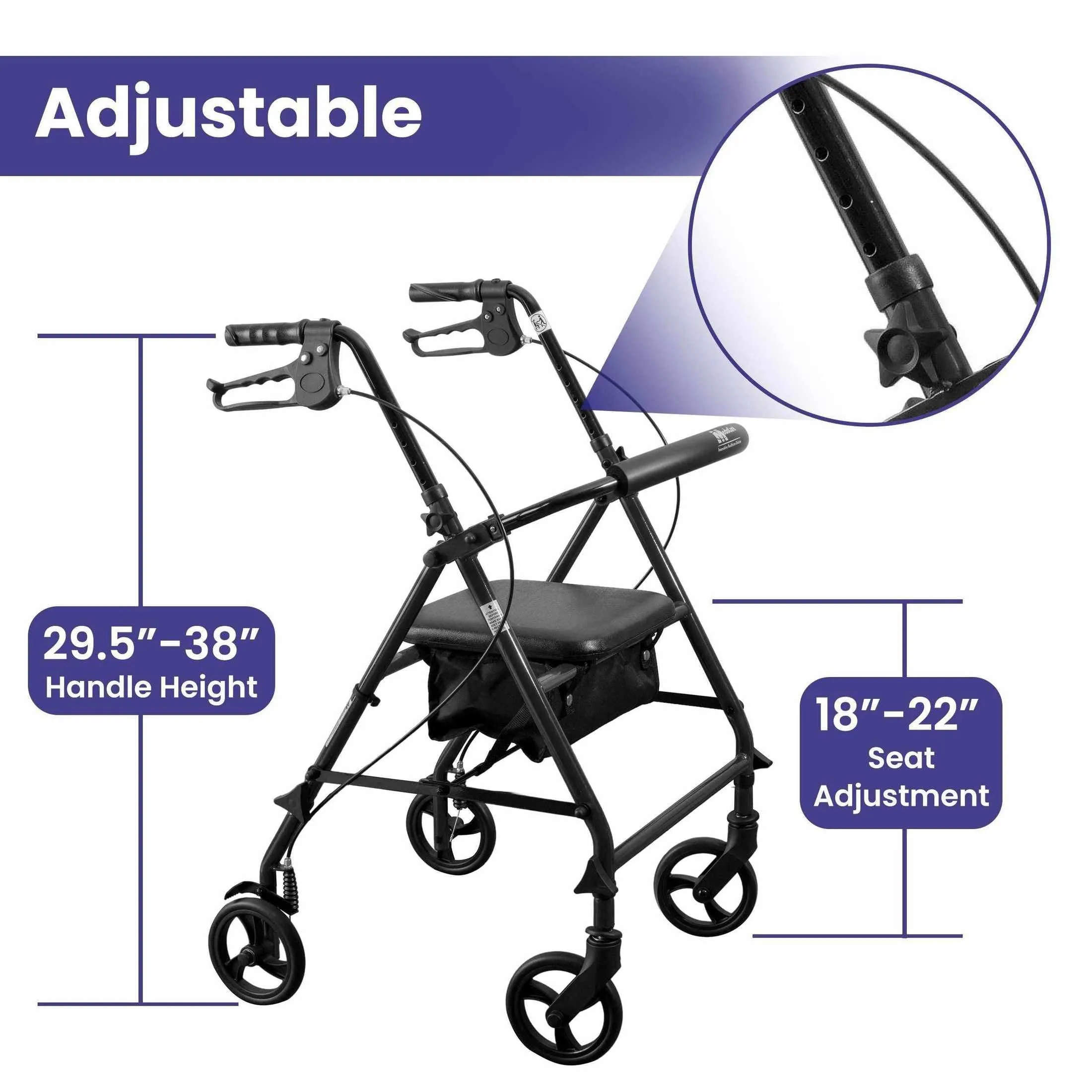Medacure Steel Rollator Walker with Seat