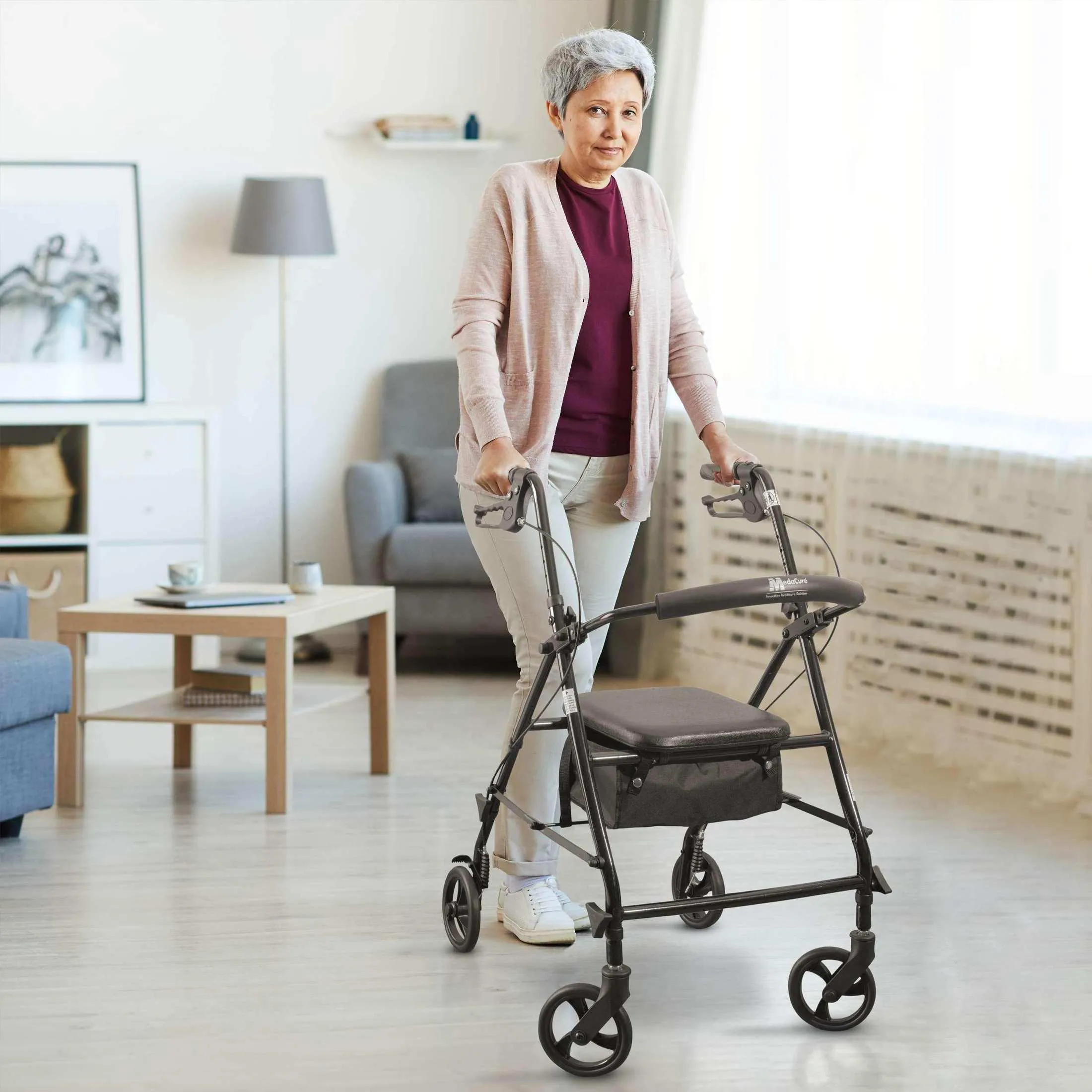 Medacure Steel Rollator Walker with Seat