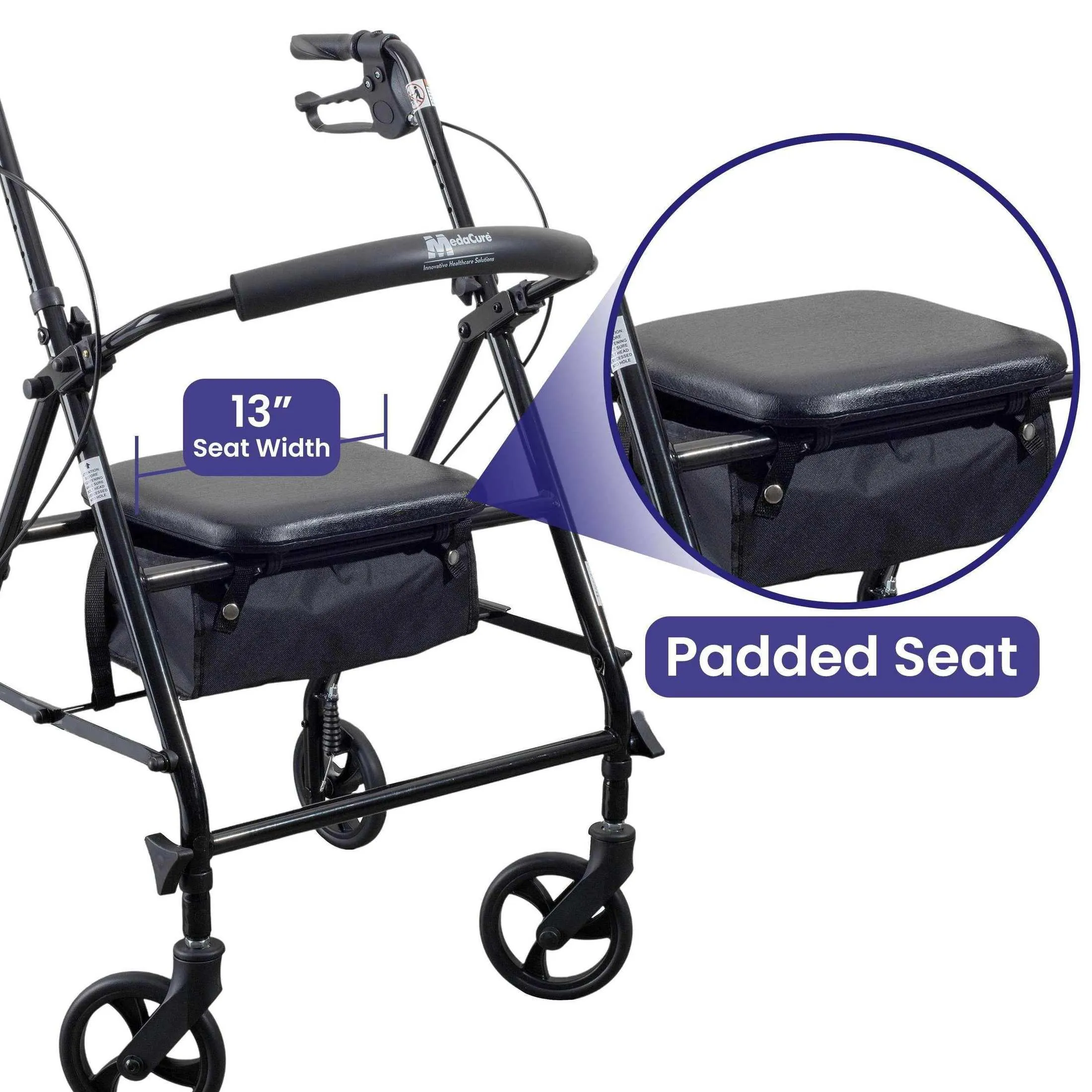 Medacure Steel Rollator Walker with Seat
