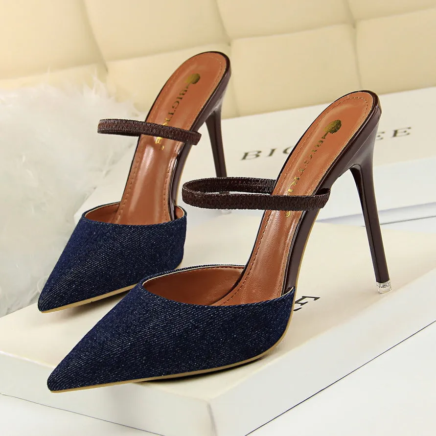 Pencil Heel Denim Stilettos