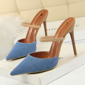 Pencil Heel Denim Stilettos