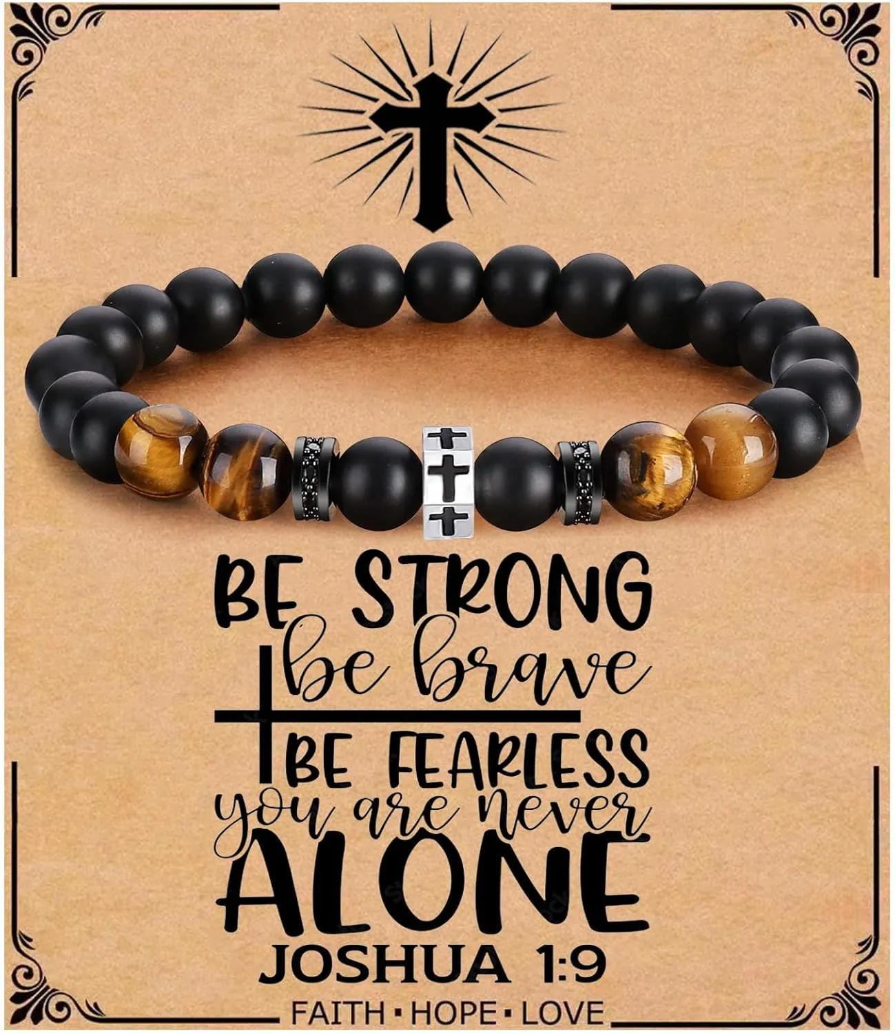 QWNHONEY Cross Bracelet for Men Son Brother Boyfriend Father Dad Husband Father's Day Birthday Christian Religious Faith Graduation Anniversary Christmas Jewelry Gift for Man