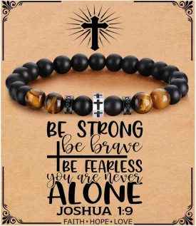 QWNHONEY Cross Bracelet for Men Son Brother Boyfriend Father Dad Husband Father's Day Birthday Christian Religious Faith Graduation Anniversary Christmas Jewelry Gift for Man