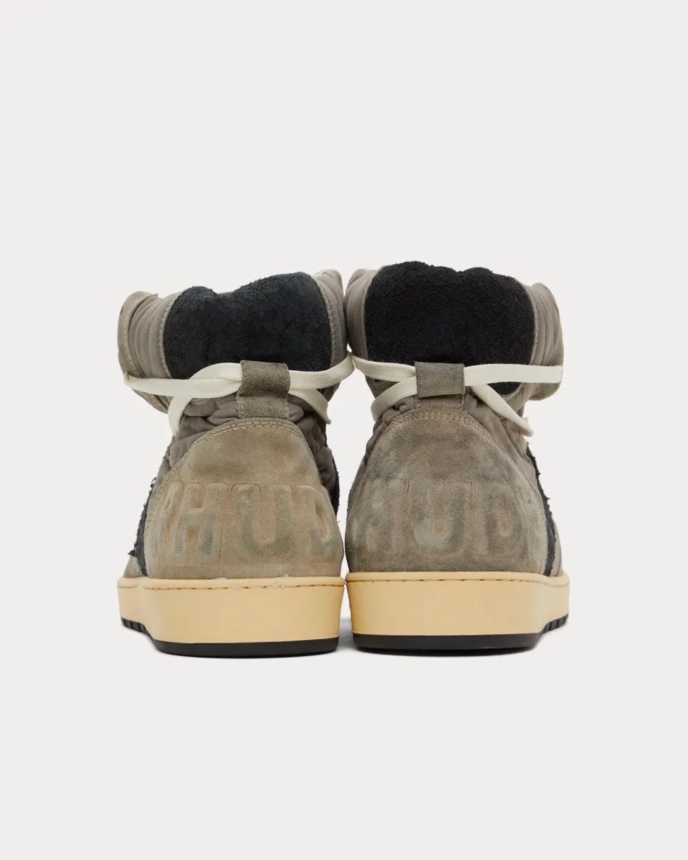 Rhecess Nylon Canvas & Suede Grey / Black High Top Sneakers