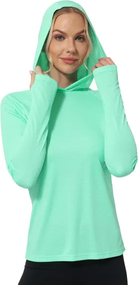 Roadbox Women's Sun Protection Hoodie UPF 50  Long Sleeve Hiking Fishing Hooded Shirt, UV Rash Guard for Women