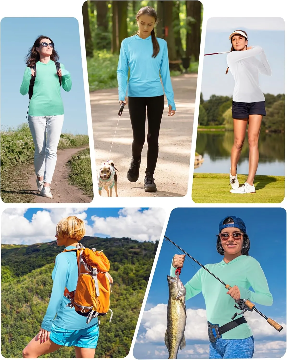 Roadbox Women's Sun Protection Hoodie UPF 50  Long Sleeve Hiking Fishing Hooded Shirt, UV Rash Guard for Women