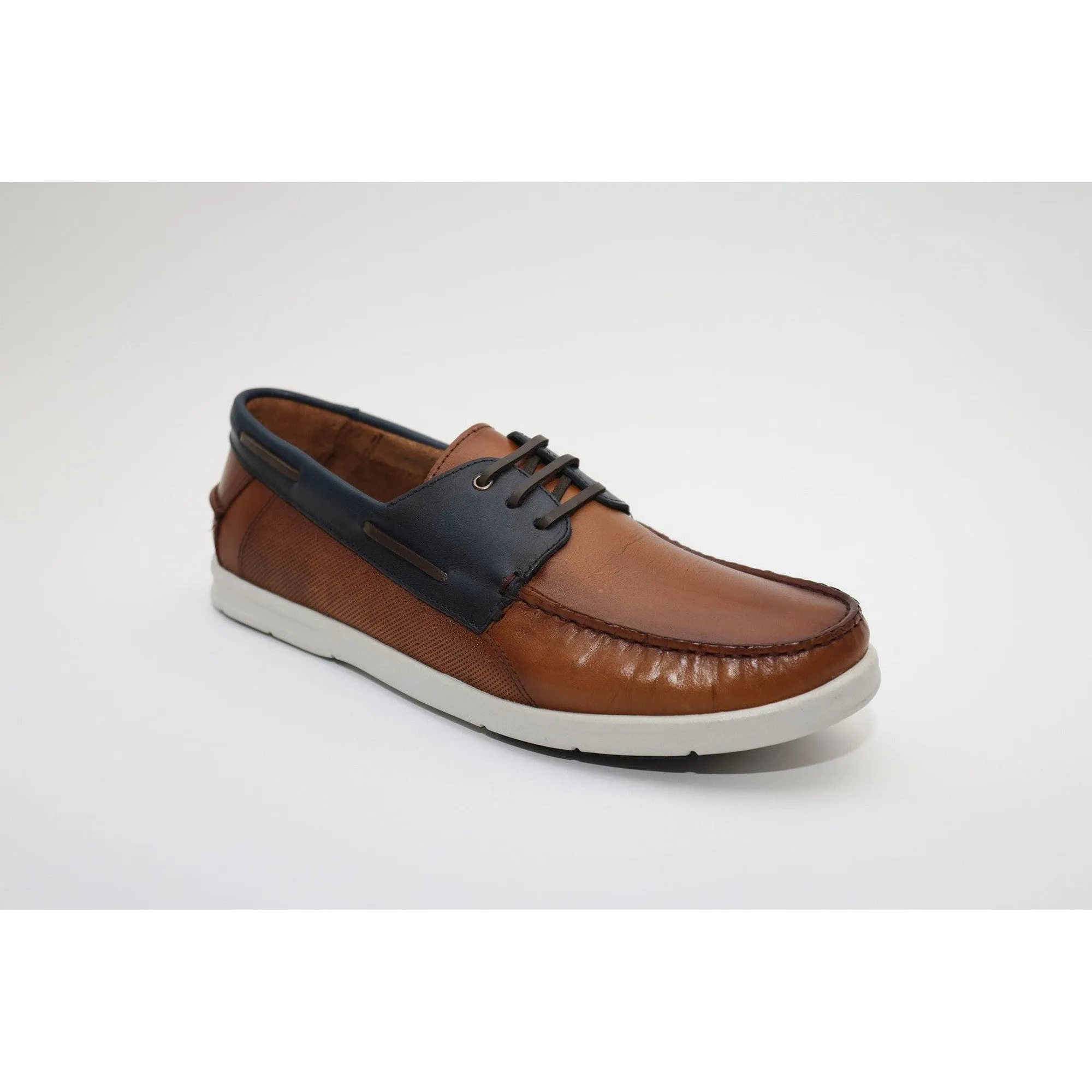 Savelli 1760 Mens Tan/Blue Leather Deck Shoes