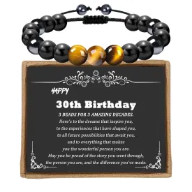 Sereney Happy 30th Birthday Gifts for Men,Adjustable Triple Protection Mens Bracelet as 30 Year Old Birthday Gifts for him,30th Bday Jewelry Gifts for Son Father Brother Husband