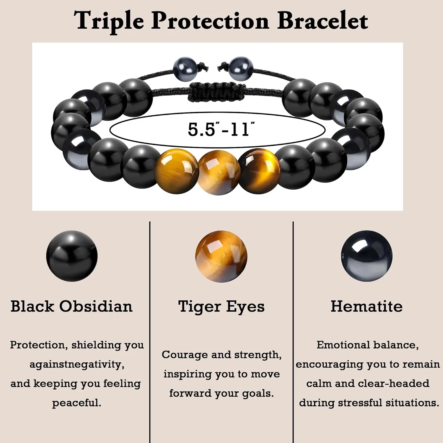Sereney Happy 30th Birthday Gifts for Men,Adjustable Triple Protection Mens Bracelet as 30 Year Old Birthday Gifts for him,30th Bday Jewelry Gifts for Son Father Brother Husband
