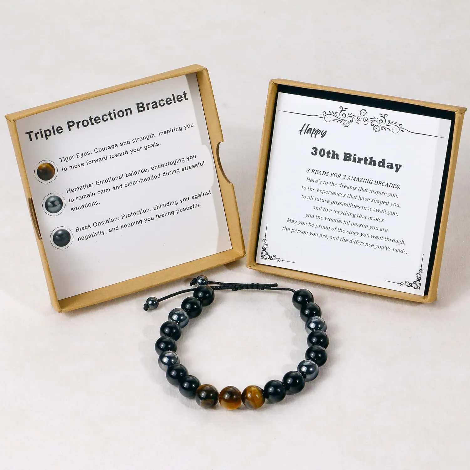 Sereney Happy 30th Birthday Gifts for Men,Adjustable Triple Protection Mens Bracelet as 30 Year Old Birthday Gifts for him,30th Bday Jewelry Gifts for Son Father Brother Husband