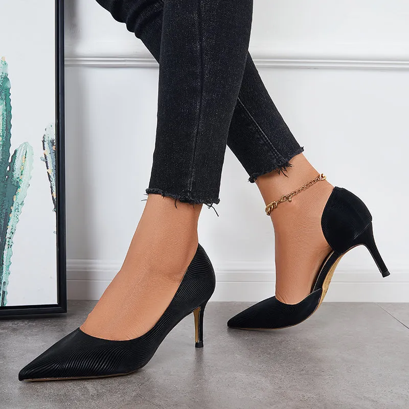 Sohiwoo Women Pointed Toe High Heel Pumps Solid Stilettos Dress Shoes