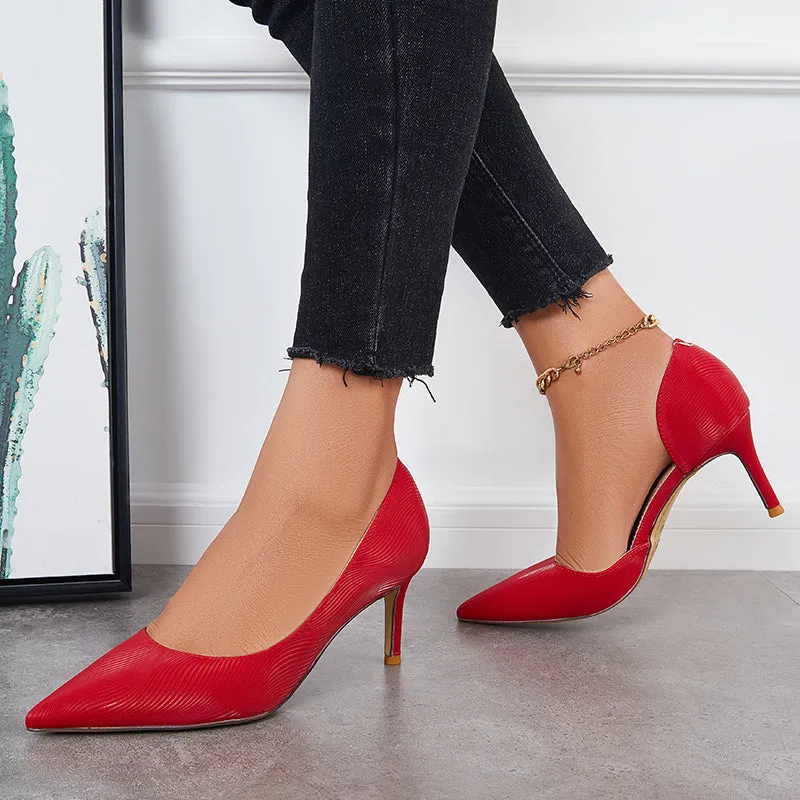Sohiwoo Women Pointed Toe High Heel Pumps Solid Stilettos Dress Shoes