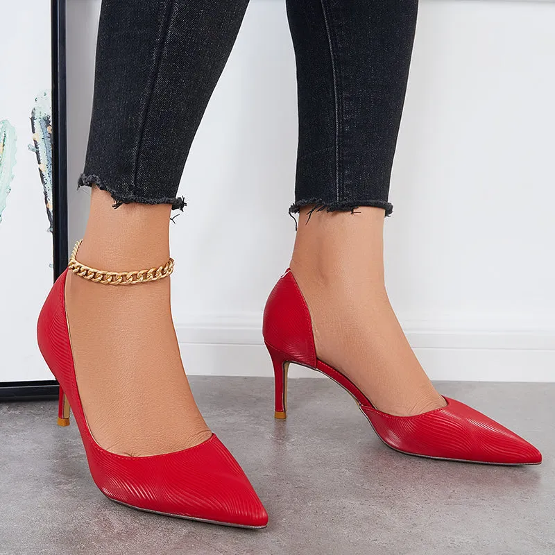 Sohiwoo Women Pointed Toe High Heel Pumps Solid Stilettos Dress Shoes