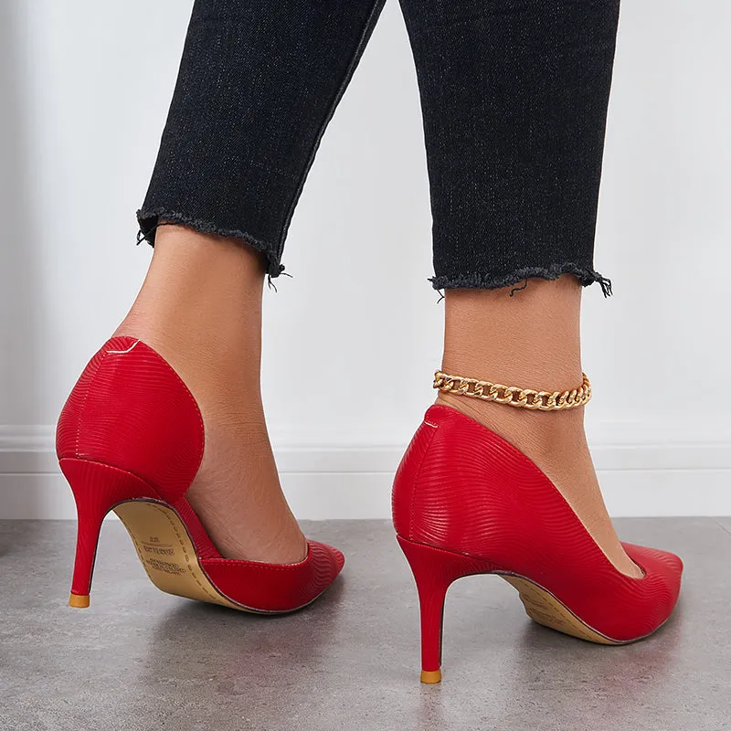 Sohiwoo Women Pointed Toe High Heel Pumps Solid Stilettos Dress Shoes
