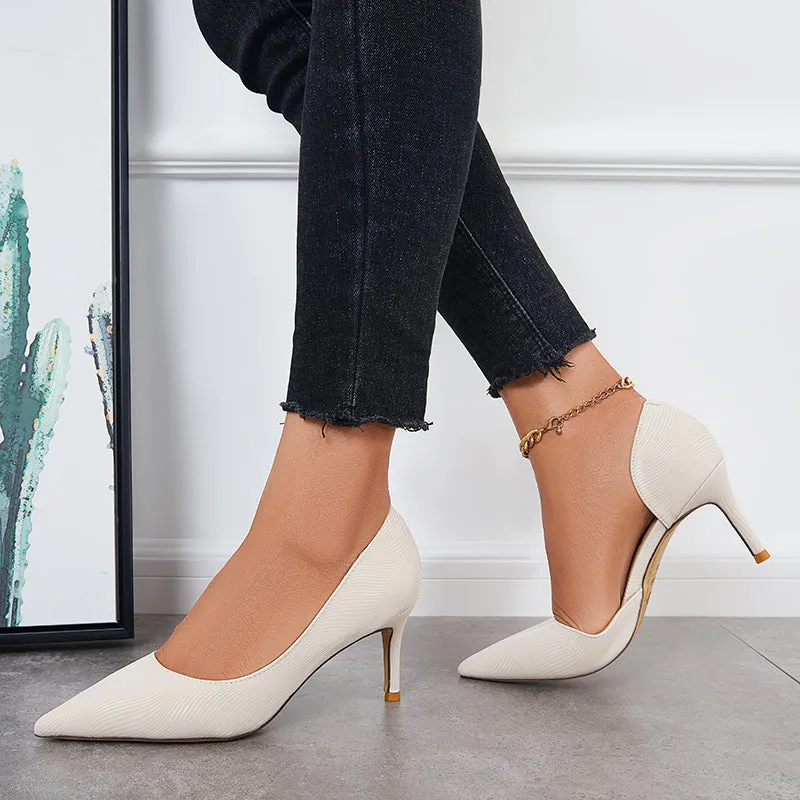 Sohiwoo Women Pointed Toe High Heel Pumps Solid Stilettos Dress Shoes