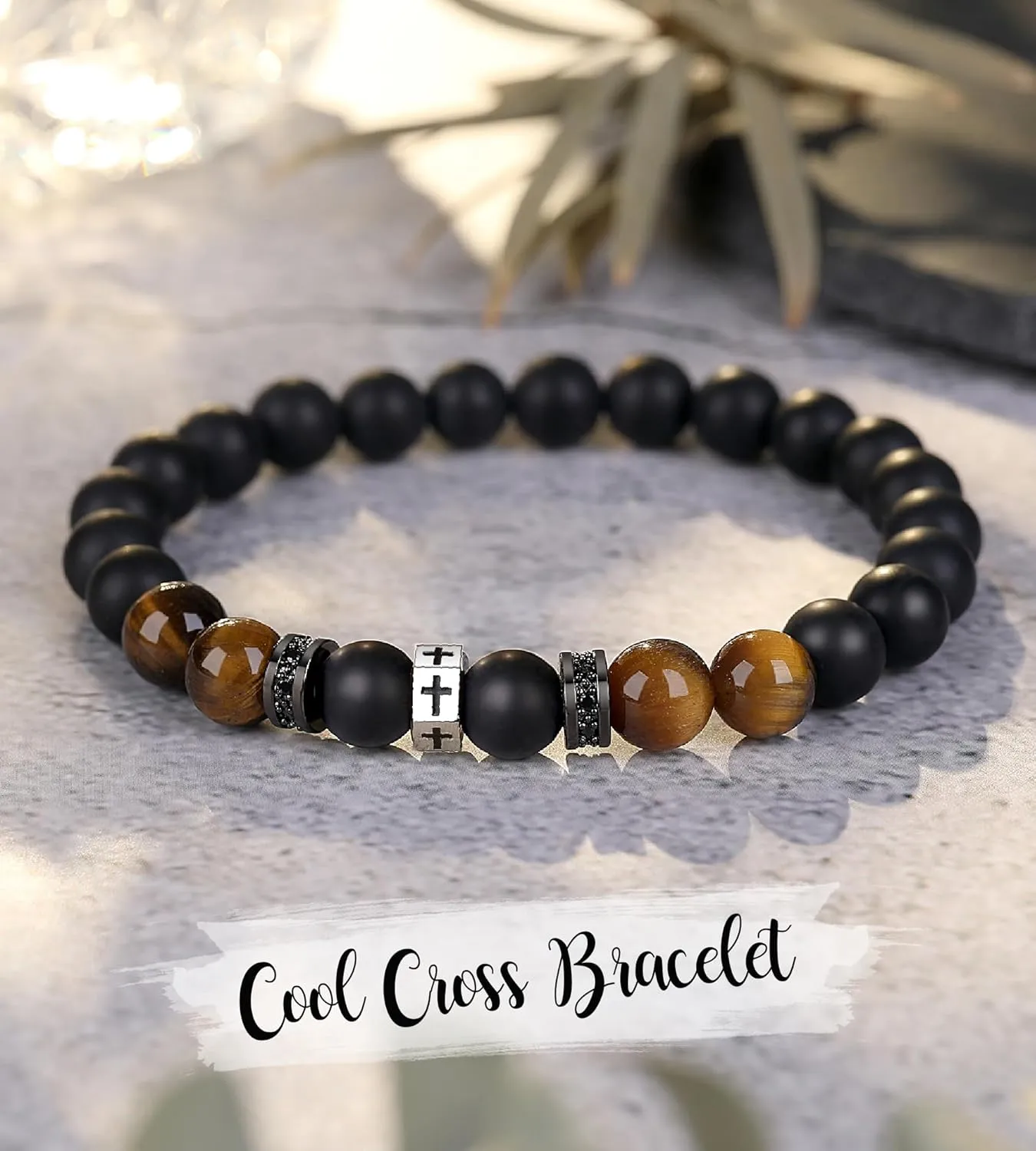 TONY & SANDY Cross Bracelet Men Boys Christian Gifts for Teen Boys Son Grandson Nephew on Graduation Father's Day Easter Birthday Christmas