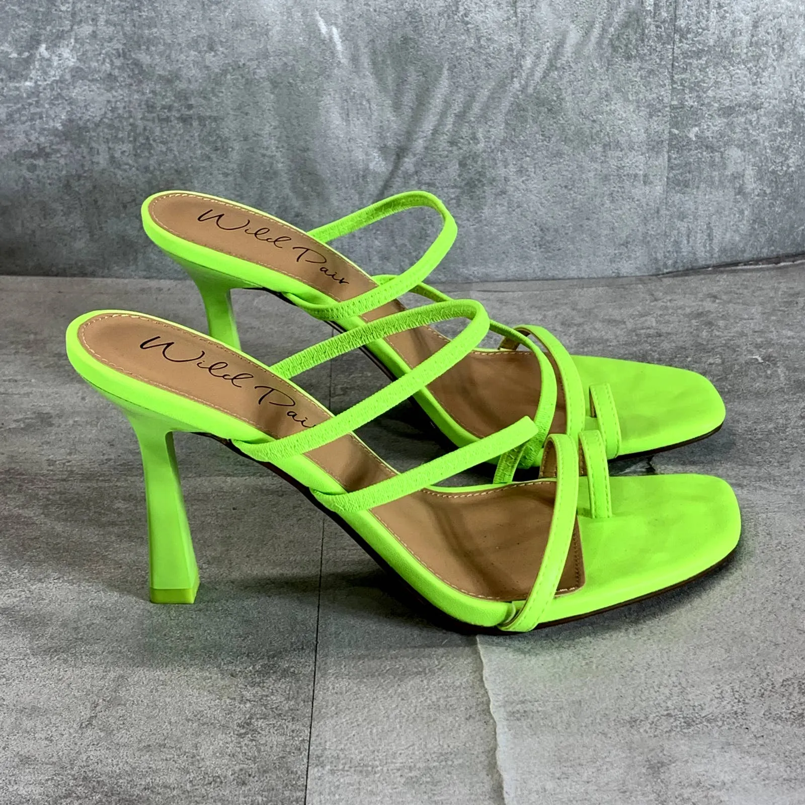 WILD PAIR Women's Citron Smooth Lenore Square-Toe Strappy Slip-On Sandals SZ 7.5
